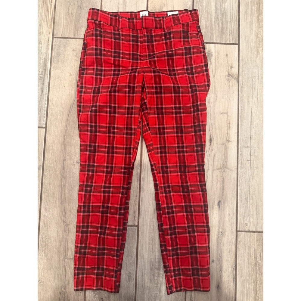 Gap Signature Skinny Ankle Pants Womens 4 Red Plaid Tartan Holiday Trousers